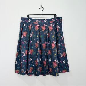 Lindy Bop Pleated Aline Skirt Teddy Bear Rabbit Skull Retro Print size 18